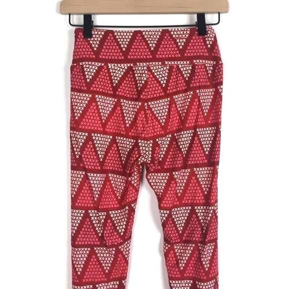 LULAROE Leggings Valentine’s Day Love XOXO Triangle OS One Size Red White Pink - Picture 5 of 9